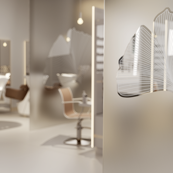 Glaswand mit Design